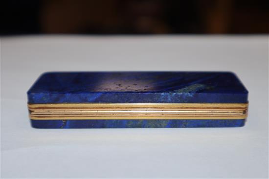 A gold mounted lapis lazuli toothpick box